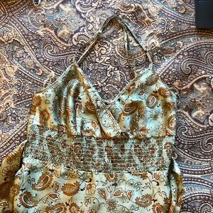 Unknown Brand, Olive Dress, Flows, Pattern Designs; brown leafs